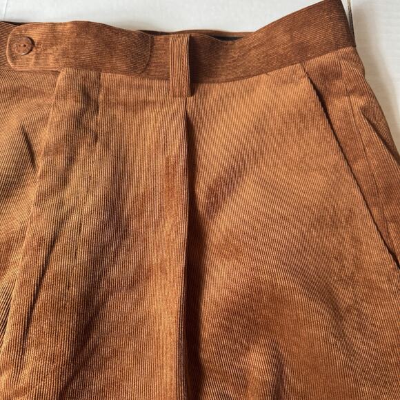 Bagazio Brown Corduroy Dress Pants 36x34 Pleated Front Cuffed Hem Dapper Look - Picture 4 of 10